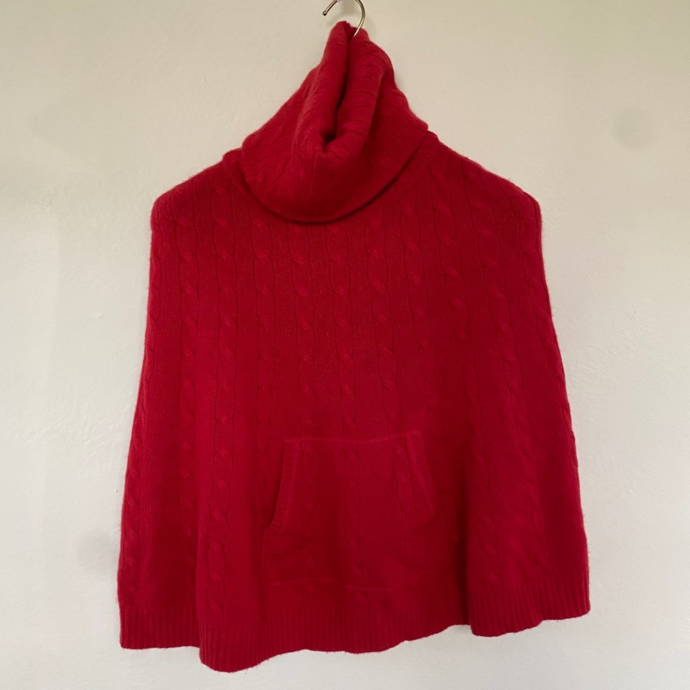 Ralph Lauren Black Label Red Cable knit Cashmere Poncho Size Small